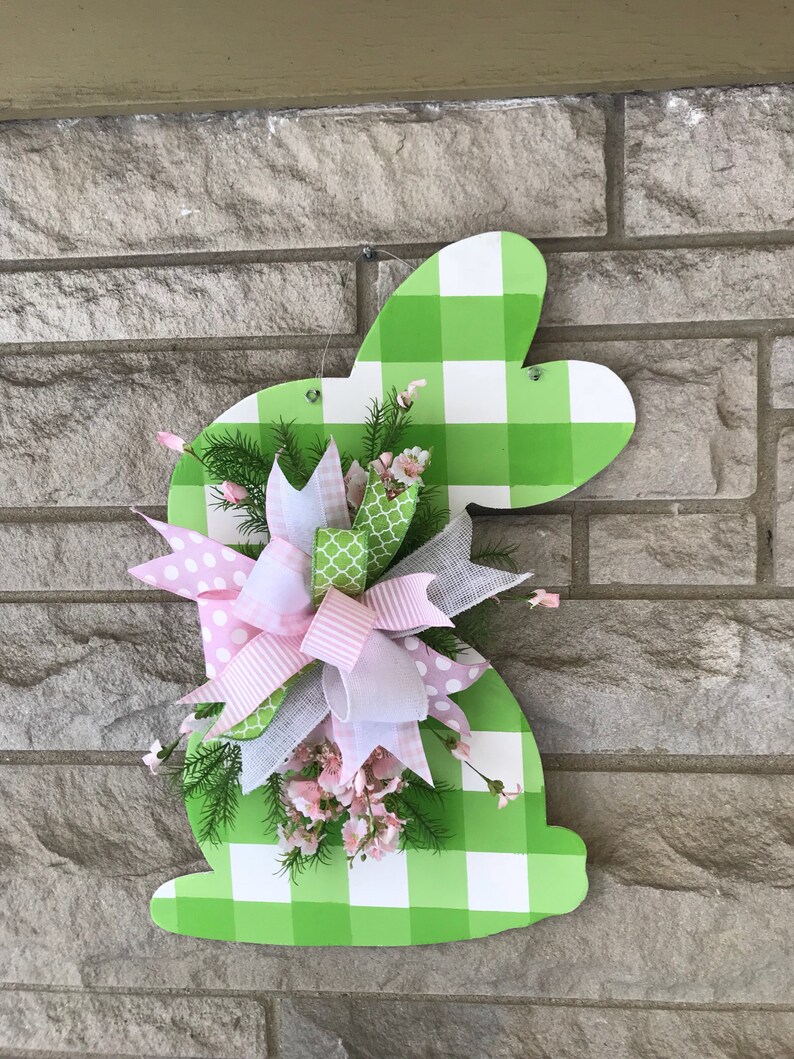 Easter Bunny Door Hanger Easter Door Hanger Wood Door Hanger Etsy