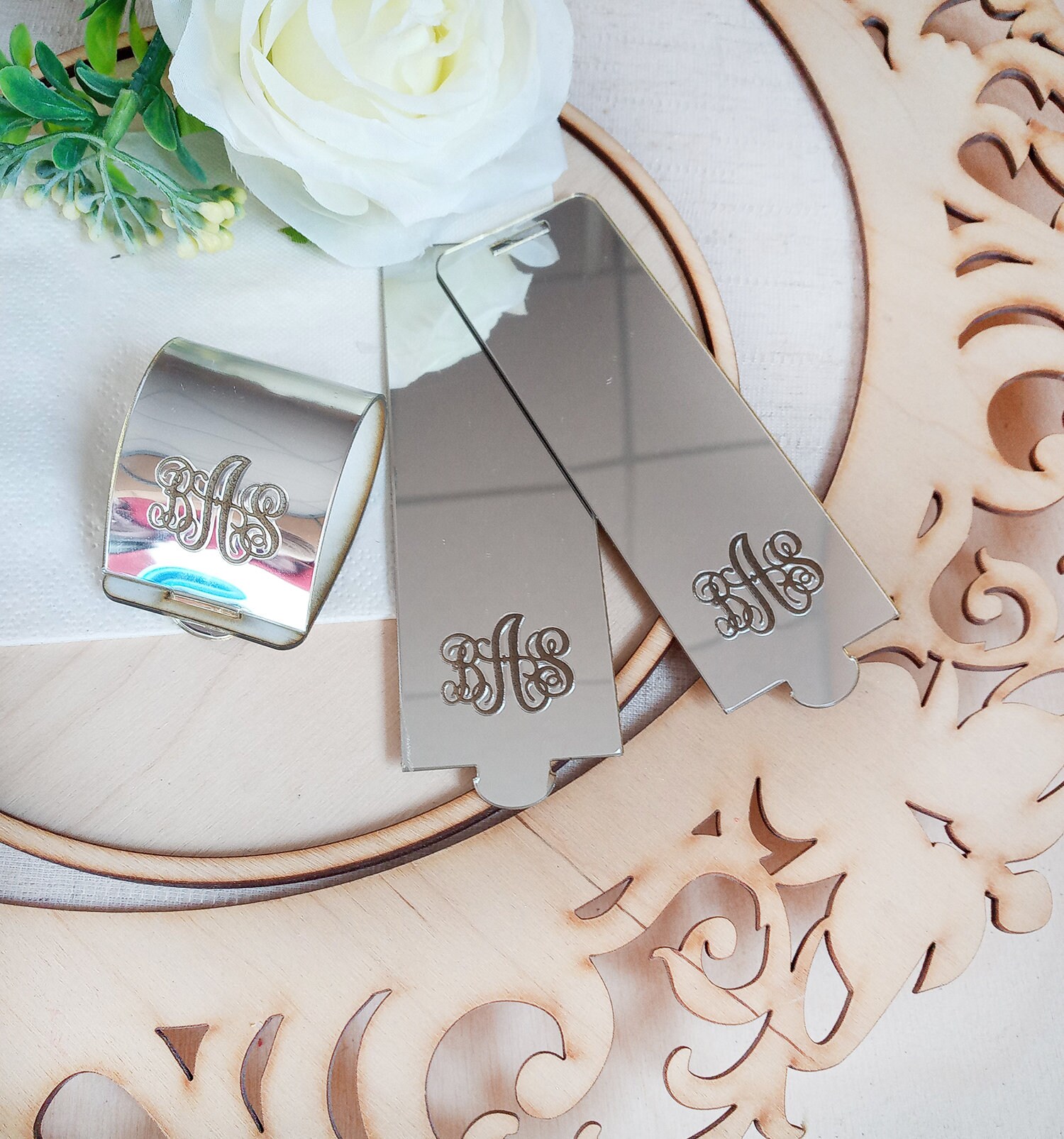 Napkin ring personalized Silver napkin wedding monogram Etsy