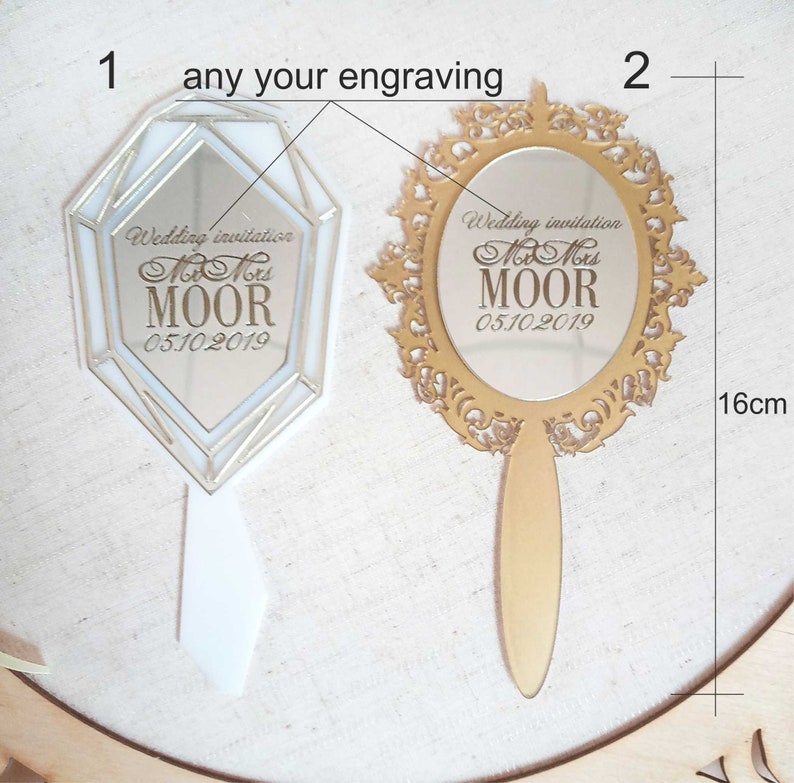 Wedding invitations in the form of a mirror with engraving Etsy