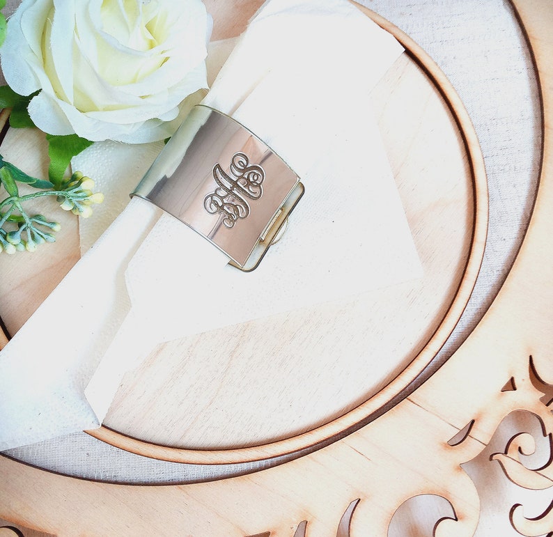 Napkin ring personalized Silver napkin wedding monogram Etsy