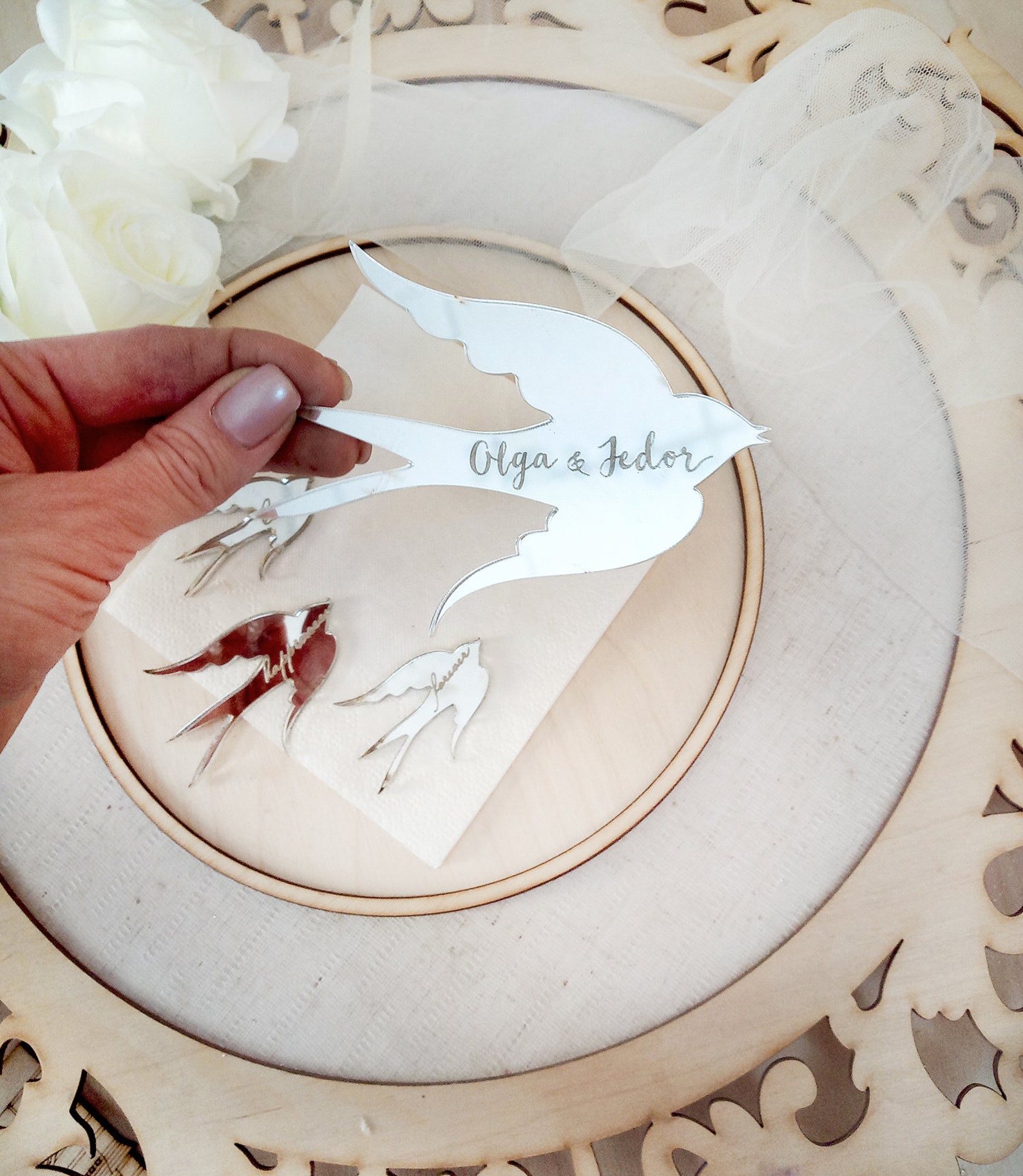 Personalized wedding plaques for plates silver table setting Etsy