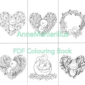 Coloring Book Babies / Cahier Coloriages Bébés / Printable Adult & Child Coloring 17 pages Black and Gray versions