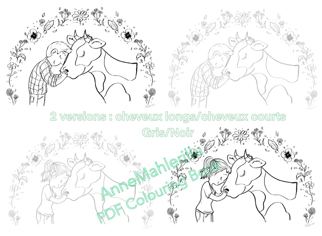 Coloring Cute Cow Printable PDF / Coloring Cute Cow PDF to Print, Adult ...