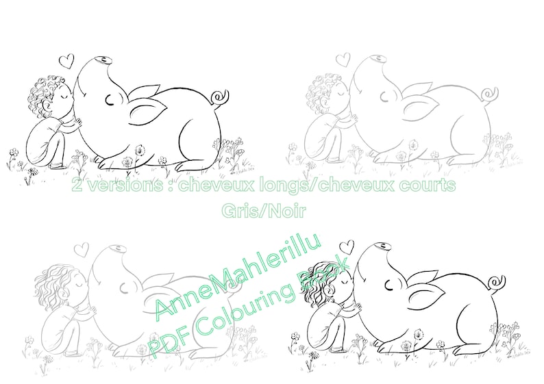 Coloring Cute Pig Printable PDF / Coloring Cute Pig PDF to Print, Adult ...