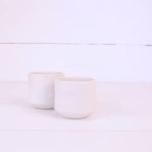 Set of two small ceramic goblets white 150ml image 1