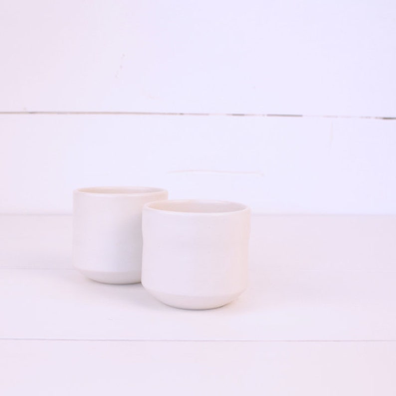 Set of two small ceramic goblets white 150ml image 1