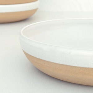 Set of two ceramic pasta bowls sand color image 3