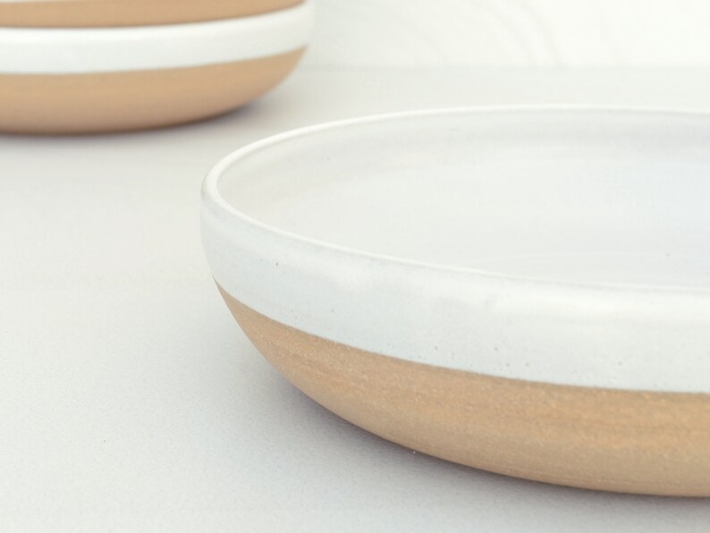 Set of two ceramic pasta bowls sand color image 3