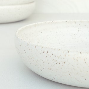 Set of two ceramic pasta bowls - speckled white