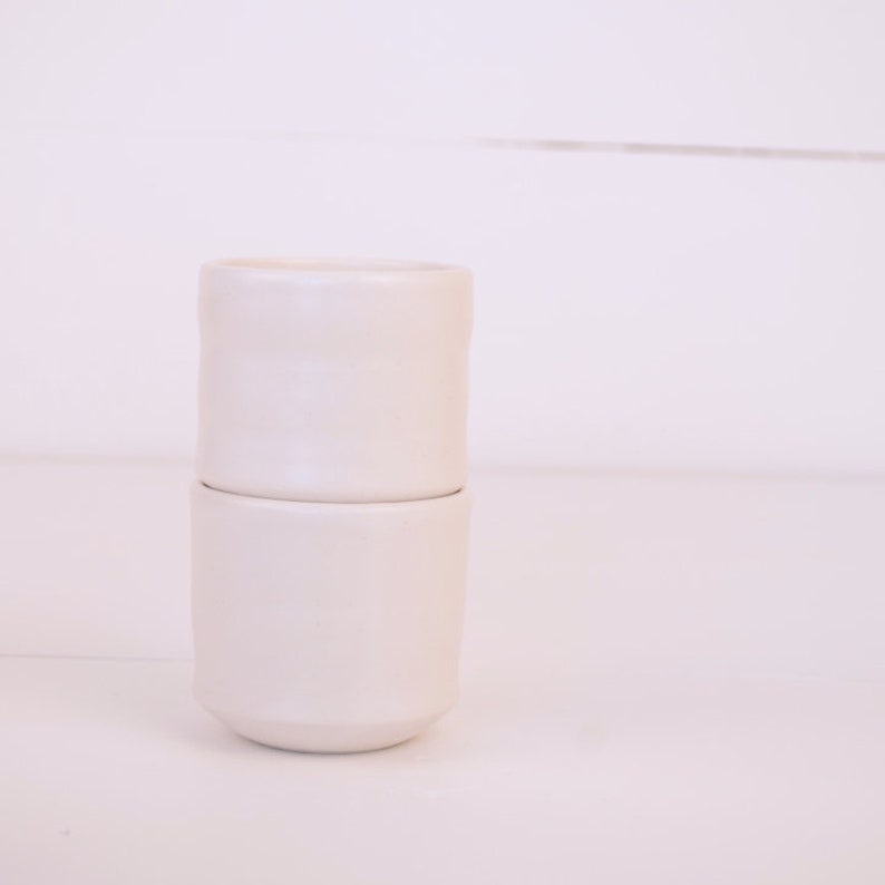 Set of two small ceramic goblets white 150ml image 3