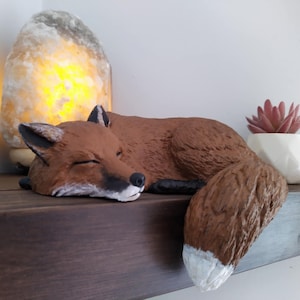 Liska the Fox LIGHTWEIGHT Shelf Sleeper Ornament - Hand-Painted Woodland Animal Figurine, unique Birthday Gift