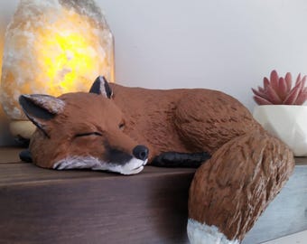 Liska the Fox LIGHTWEIGHT Shelf Sleeper Ornament - Hand-Painted Woodland Animal Figurine, unique Birthday Gift