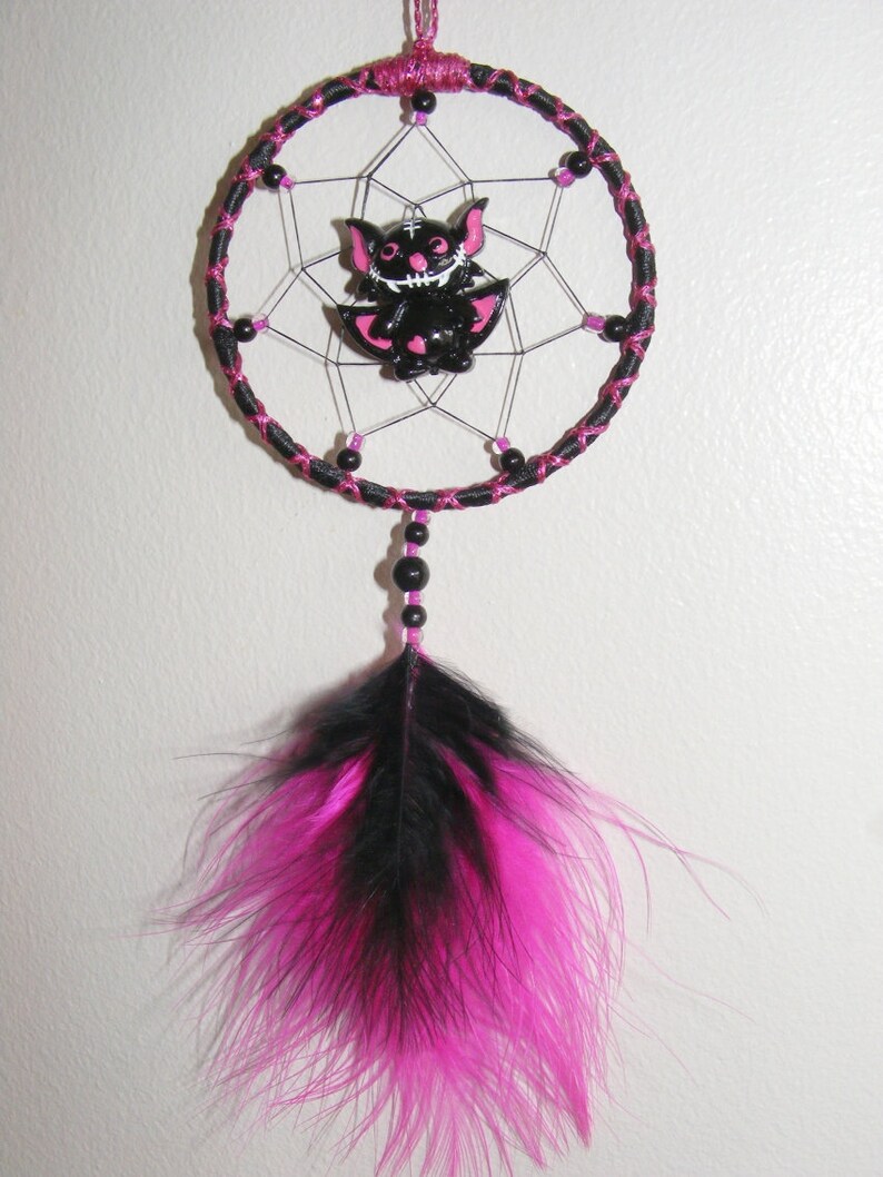 ~ Bat Cat or Cat Witch MINI Scream Catcher Dream catcher Halloween Goth VAMPIRE