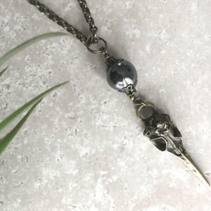 Gothic Raven Skull Car Charm: Hematite Bead, Bronze or Silver colour