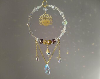 Pequeño atrapasoles de erizo, idea de regalo de cumpleaños, creador de arcoíris brillante y bonito