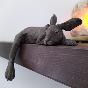 Harlan the Hare LIGHTWEIGHT Shelf Sleeper, indoor Ornament, Light weight Hand Painted Woodland Animal Figurine