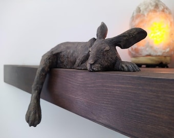 Harlan the Hare LIGHTWEIGHT Shelf Sleeper, indoor Ornament,  Woodland Animal Figurine ** PLEASE READ description** Unique Birthday gift