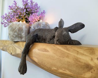 Harlan the Hare LIGHTWEIGHT Shelf Sleeper, indoor Ornament,  Woodland Animal Figurine ** PLEASE READ description** Unique Birthday gift