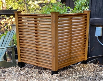 Redwood Air Conditioner Cover Kit, Garbage Can Screen, Wood Screen, Mini Split Cover, Privacy Screen, Pool Pump Cover, HAVAC Cover.