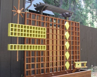 Custom Privacy screens made to Order, Mid Century Modern Marque Privacy Screen or Trellis, Custom Sizes, Googie, Planter not included.