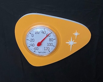 Mid Century Atomic Thermometer, wasserdicht, Außen oder Innen, Atomic Retro, Starburst Design, Garten oder Pool, Einzigartiges Geschenk, Wandhalterung.