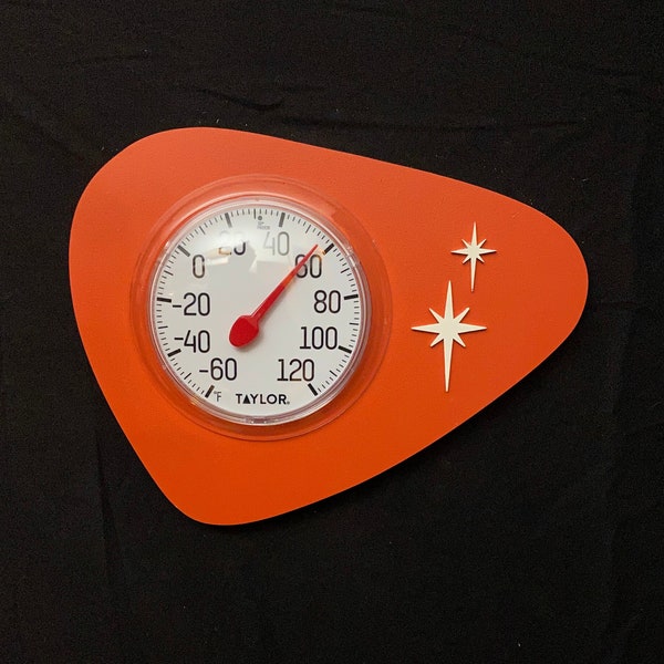Mid Century Atomic Thermometer, Water Proof, Outdoors or Indoors, Atomic Retro, Starburst Design, Garden or Pool, Unique Gift, Wall Mount.