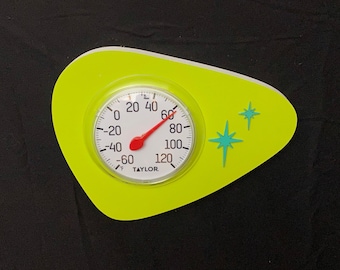 Mid Century Atomic Thermometer, Water Proof, Outdoors or Indoors, Atomic Retro, Starburst Design, Garden or Pool, Unique Gift, Wall Mount.