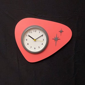 Mid Century Modern Wall Clock, Indoors, Atomic Retro, Starburst Design, Bathroom or Spa, Silent Quarts Movment