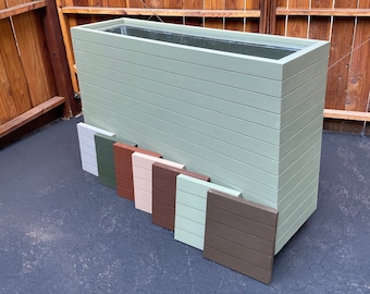 Tall Modern Privacy Planter, Custom Planter Boxes,Seven Colors, Solid Heavy Timber, Mid Century, Commercial Grade Planter, Assembled.