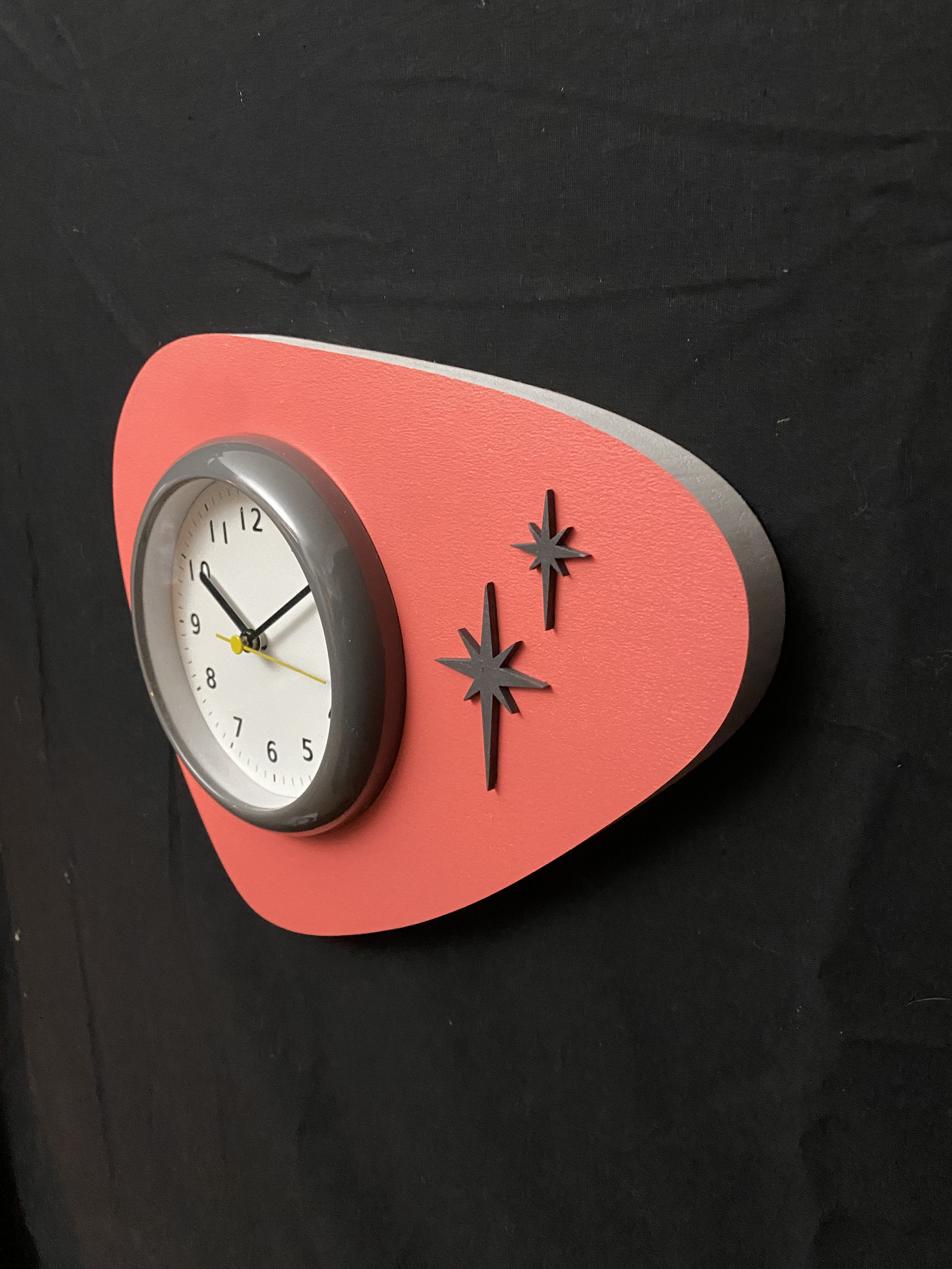Mid Century Modern Wall Clock, Indoors, Atomic Retro, Starburst Design ...