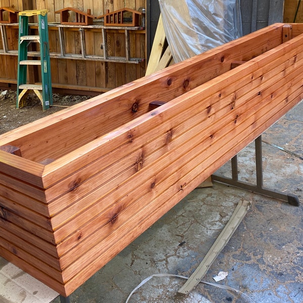 Modern Slatted Window Planter Boxes, Commercial Grade, Solid Heavy Timber, Ships Assembled, Built Tuff, Mid Century, Custom Sizes Available,