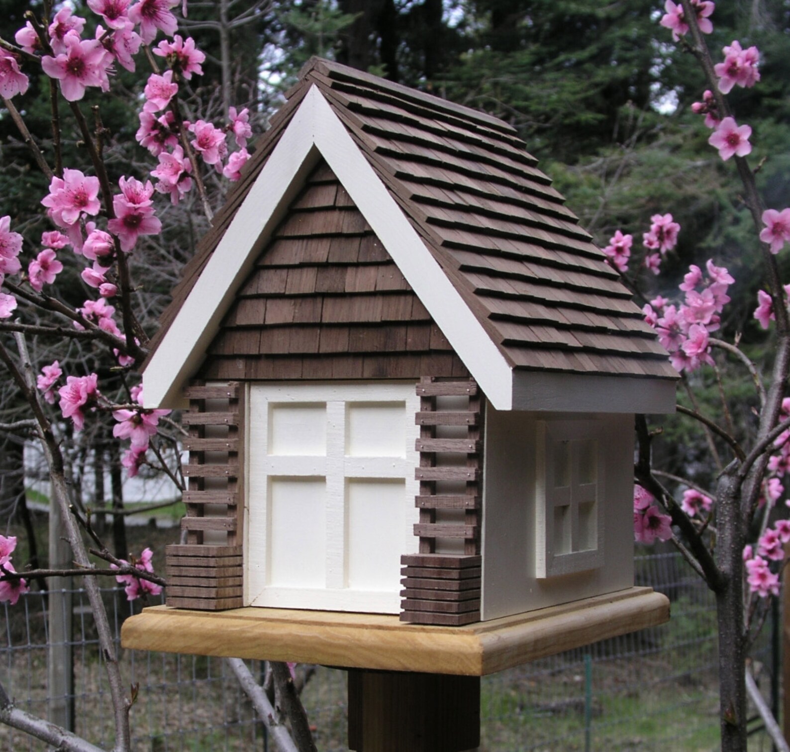 Springtime One Car Garage Birdhouse Peach Blossoms Craftsman Etsy
