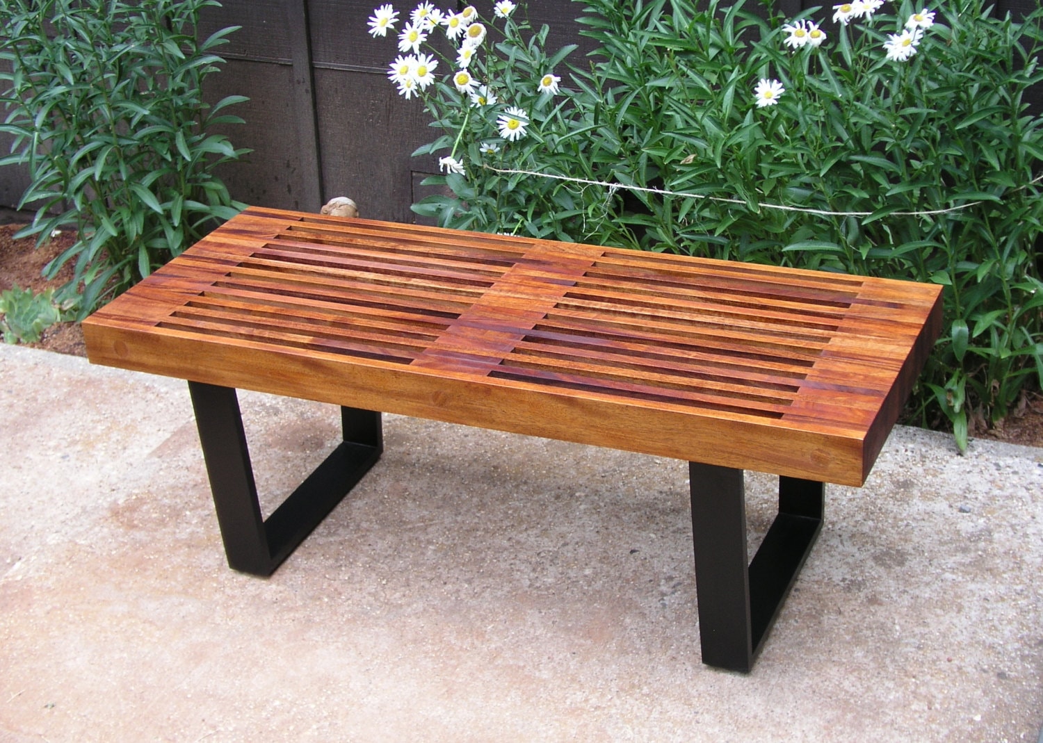 Mid century cheap wood bench