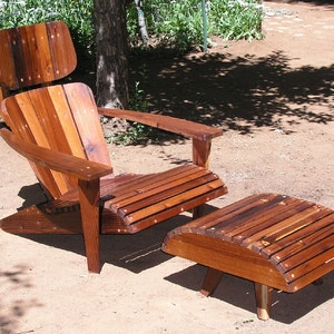 Mid Century Modern Adirondack Chair, Redwood, Mountain Modern, Eames Lounge Chair, Mid Century Patio Furniture.