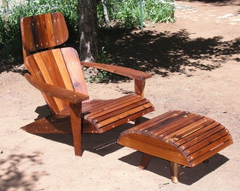 Mid Century Modern Adirondack Chair, Redwood, Mountain Modern, Eames Lounge Chair, Mid Century Patio Furniture.