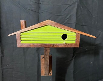 Hummingbird House, Mid Century Ranch Birdhouse, Modernest Gift, Hand Made, Miniature Novelty Birdhouse, Indoor/ Outdoor, Bird lovers Gift.