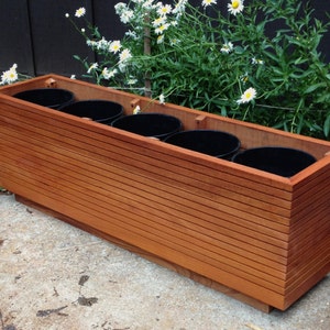 Original Design, Mahogany Mid Century Modern Planter Box with Metal liner, Tall Planter, Custom Orders Welcome, Commercial, Assembled. image 8