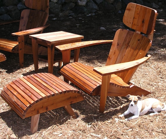 Modern Adirondack Chair Set Chair Headrest Ottoman and Side