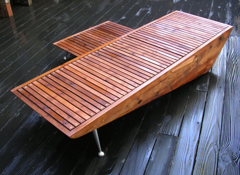 Mid Century Modern Chaise Lounge Chair. Redwood Patio Etsy