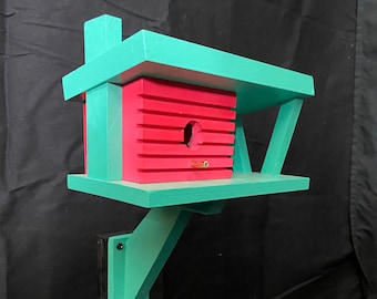 Hummingbird House, Mid Century Modern Birdhouse, Modernest Gift, Hand Made, Miniature Novelty Birdhouse, Indoor/ Outdoor, Bird lovers Gift.