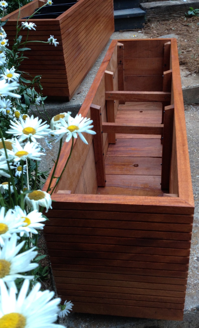 Original Design, Mahogany Mid Century Modern Planter Box with Metal liner, Tall Planter, Custom Orders Welcome, Commercial, Assembled. image 7