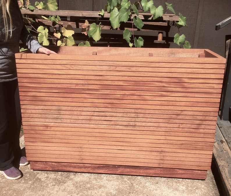 Modern 36 Inch Tall Slatted Planter Boxes Social