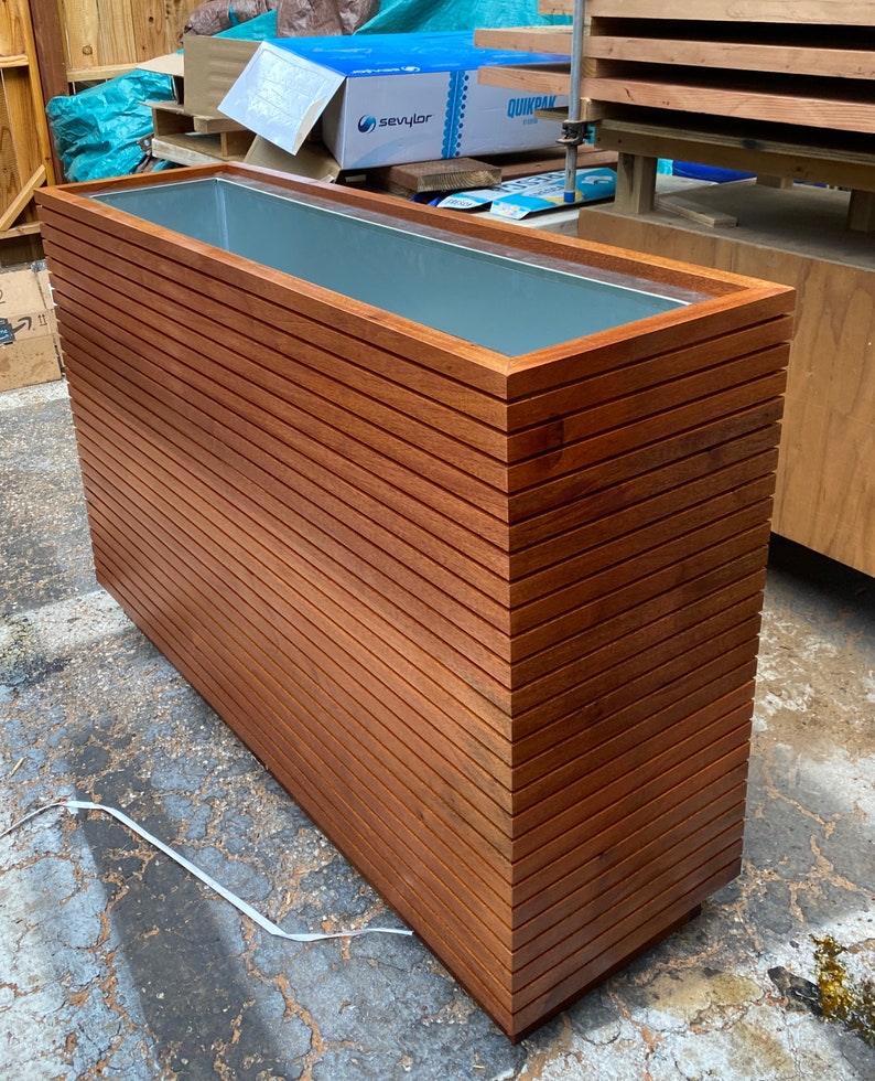Modern 36 Inch Tall Slatted Planter Boxes Social