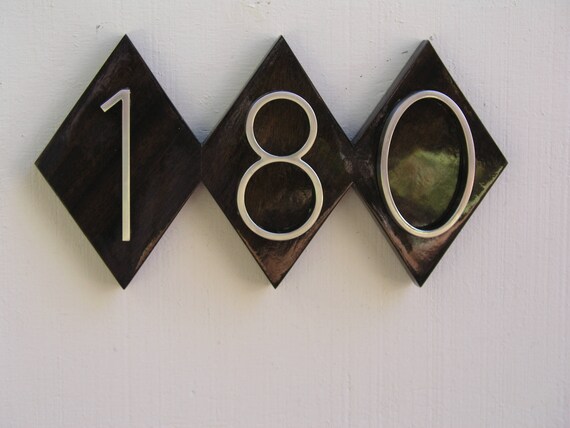 Wall Mount Diamond House Numbers Plaque Mid Century Address Etsy