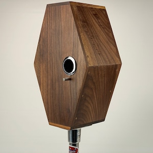 Mid Century Modern Birdhouse, Black Walnut Hexocaster, Luthier Inspired, Outdoor Birdhouse, Best In Class Contruction. Modern Birdhouse.