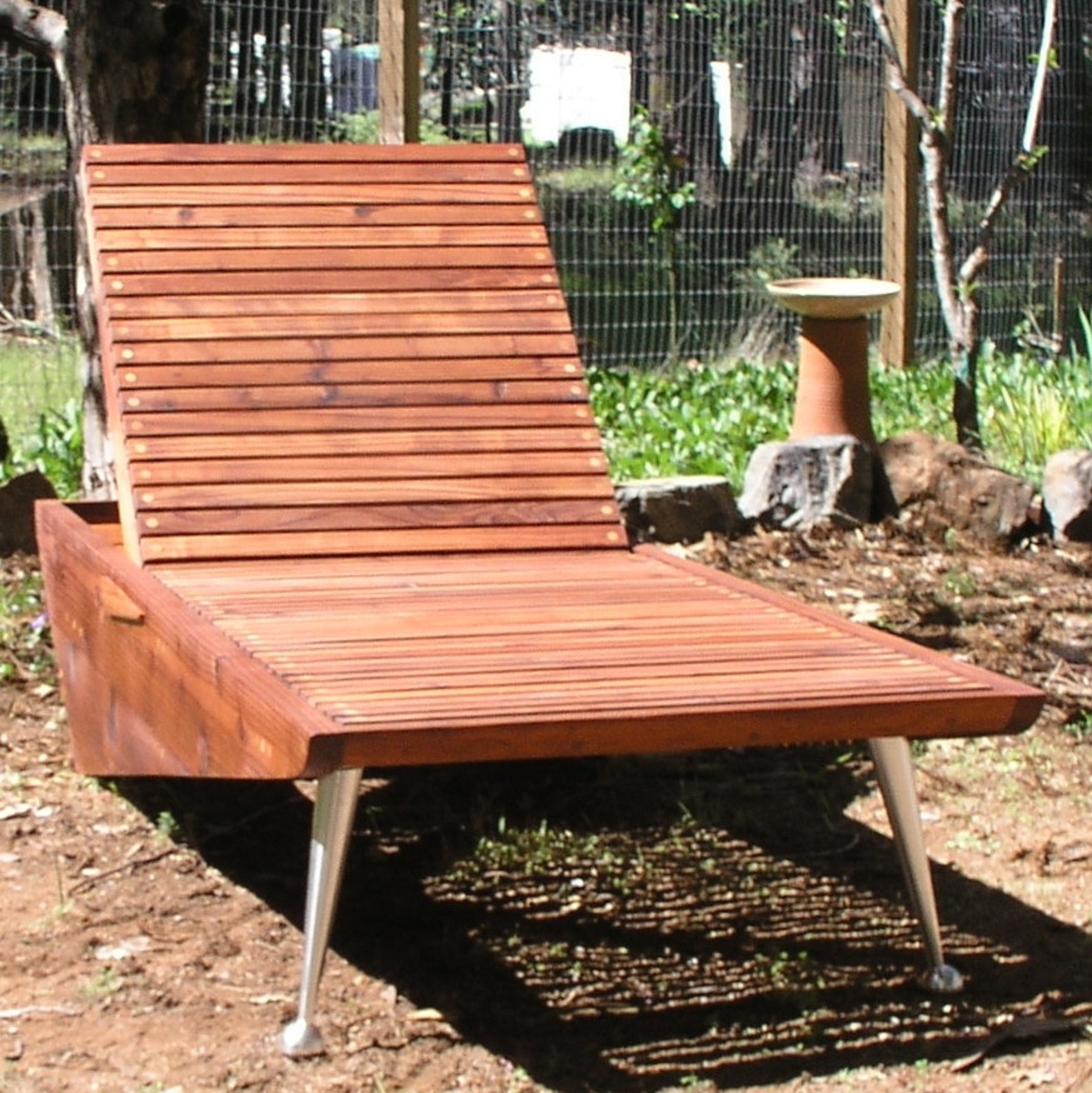 Mid Century Modern Chaise Lounge Chair. Redwood Patio Furniture, Eames