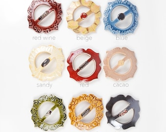 Handmade Ceramic Scarf Ring: Shawl Slide, Linen Clasp