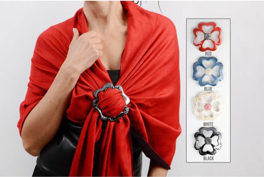 LA FERANI Anello Per Sciarpa E Foulard In Sete, Argento Con Perle – Regalo Perfetto Per Donna