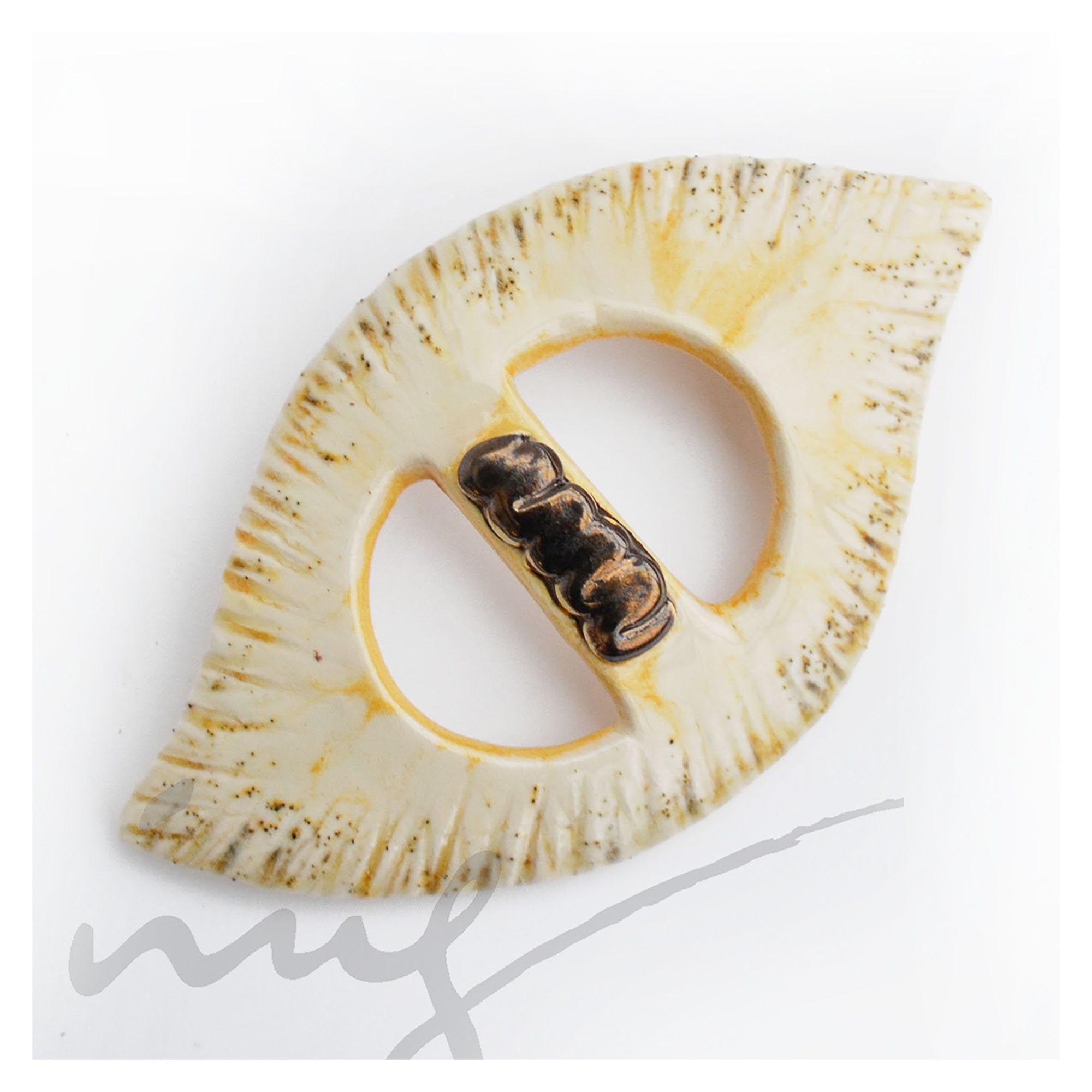 White Scarf Ring, Ceramic Shawl Pin, Unique Handmade Scarf Buckle, Women  Silk Tie Clasp 