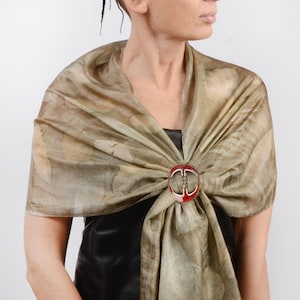 Magic button scarf buckle, handmade ceramic shawl pin, unique scarf ring or silk tie clip